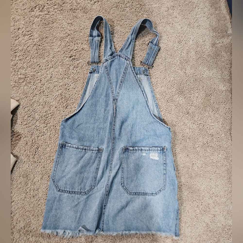 Ladies Aeropostale distressed denim overalls dress